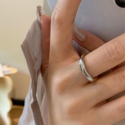 LadayPoa Two Tone Ring, Gold and Silver Simple Bands, 3mm Mixed Metal Ring for Women, Stainless Steel Minimalist Stackable Rings Chic Stacking Jewelry in Saudi Arabia