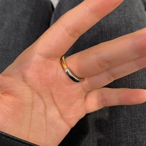 LadayPoa Two Tone Ring, Gold and Silver Simple Bands, 3mm Mixed Metal Ring for Women, Stainless Steel Minimalist Stackable Rings Chic Stacking Jewelry in Saudi Arabia