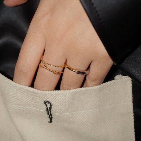 LadayPoa Two Tone Ring, Gold and Silver Simple Bands, 3mm Mixed Metal Ring for Women, Stainless Steel Minimalist Stackable Rings Chic Stacking Jewelry in Saudi Arabia