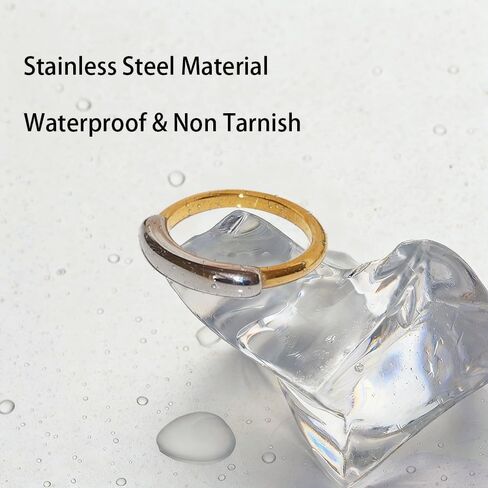 LadayPoa Two Tone Ring, Gold and Silver Simple Bands, 3mm Mixed Metal Ring for Women, Stainless Steel Minimalist Stackable Rings Chic Stacking Jewelry in Saudi Arabia