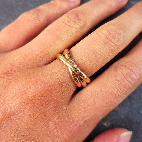 Jewelry Affairs 14K Gold Trinity Tri-Color Hollow Rolling Ring in Saudi Arabia