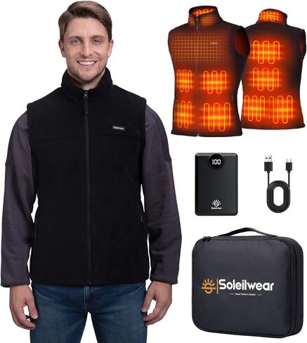 سترة ساخنة للرجال، سترة صوف مع بطارية 12000 مللي أمبير في الساعة، سترة قابلة لإعادة الشحن للصيد في الأماكن المغلقة والمفتوحة in Kuwait