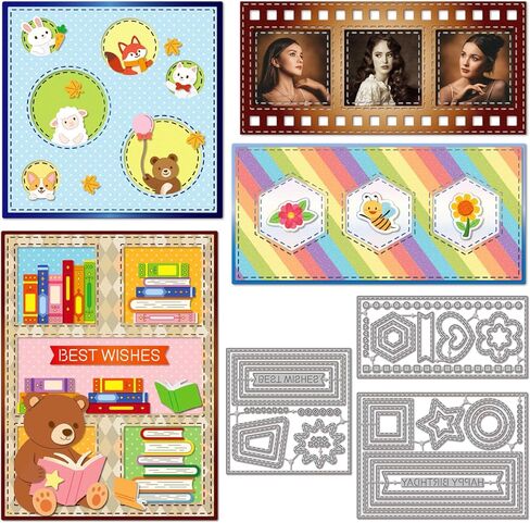 GLOBLELAND Grid Framework Cutting Dies for DIY Scrapbooking Metal Postage Stamp Frame Cut Dies Circle Frame Die Cuts for Card Making Embossing in Saudi Arabia
