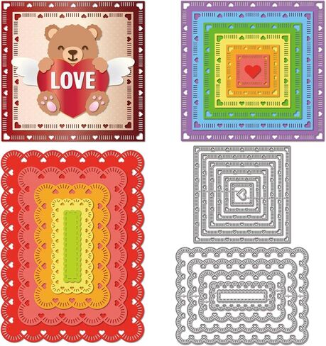 GLOBLELAND Grid Framework Cutting Dies for DIY Scrapbooking Metal Postage Stamp Frame Cut Dies Circle Frame Die Cuts for Card Making Embossing in Saudi Arabia