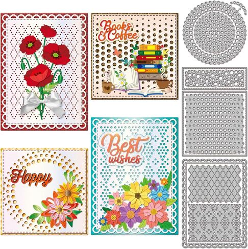 GLOBLELAND Grid Framework Cutting Dies for DIY Scrapbooking Metal Postage Stamp Frame Cut Dies Circle Frame Die Cuts for Card Making Embossing in Saudi Arabia