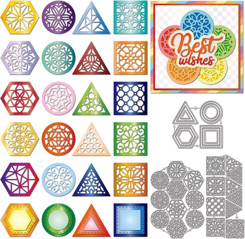 GLOBLELAND Grid Framework Cutting Dies for DIY Scrapbooking Metal Postage Stamp Frame Cut Dies Circle Frame Die Cuts for Card Making Embossing in Saudi Arabia