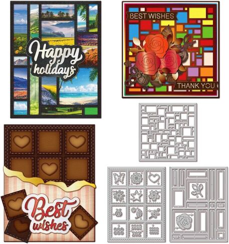 GLOBLELAND Grid Framework Cutting Dies for DIY Scrapbooking Metal Postage Stamp Frame Cut Dies Circle Frame Die Cuts for Card Making Embossing in Saudi Arabia