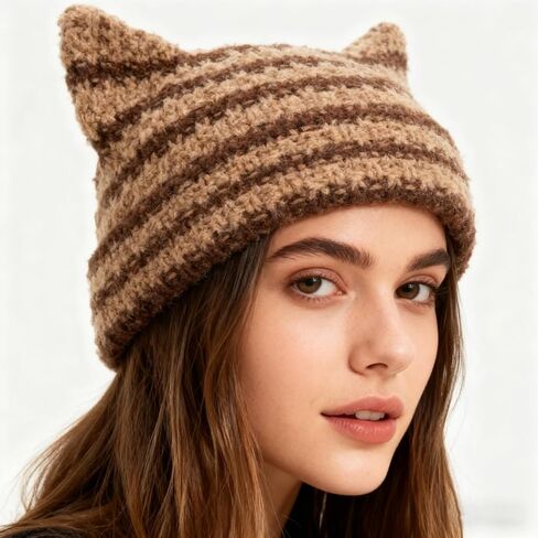 مجموعة إكسسوارات 4 قطع من إكسسوارات Grunge Emo، قبعة صغيرة محبوكة على شكل قطة وقفازات ممزقة بدون أصابع، قلادة أساور Y2k Fairycore للنساء باللون الكاكي in Kuwait