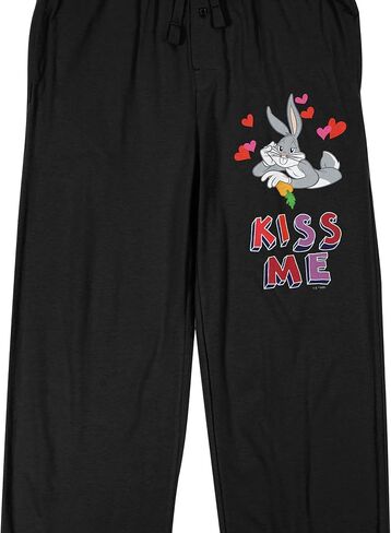 Looney Tunes Bugs Bunny Kiss Me Men's Black Sleep Pajama Pants in Saudi Arabia