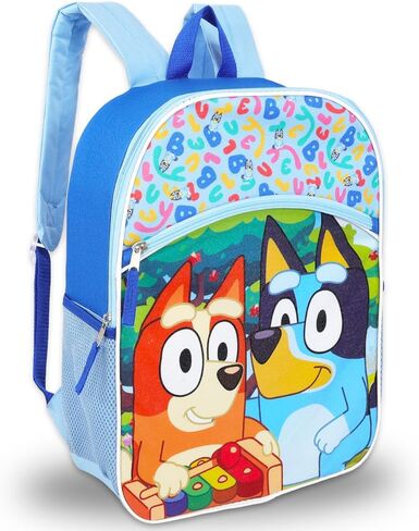 Bluey Backpack with Lunch Box for Kids - Bundle with 16" School Bag, Lunch Box, Stickers, Water Bottle, and More | Bluey School Supplies for Boys, Girls in Saudi Arabia
