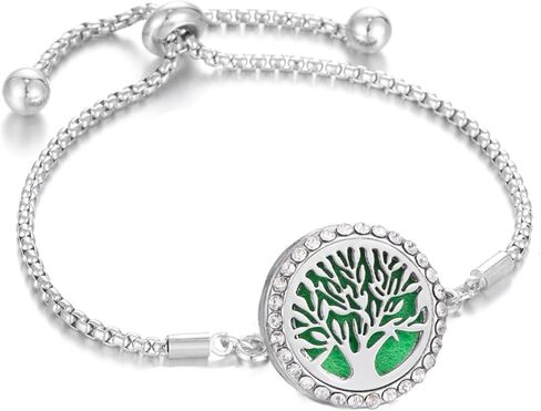 316L Stainless Steel CZ Essential Oil Diffuser Bracelet Paw Print Aromatherapy Locket Bracelet with 10 Pcs Refill Pads for Women in Saudi Arabia