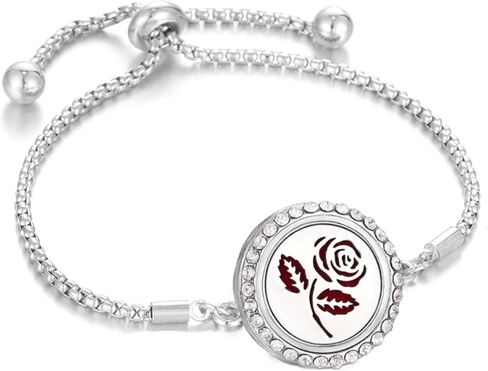 316L Stainless Steel CZ Essential Oil Diffuser Bracelet Paw Print Aromatherapy Locket Bracelet with 10 Pcs Refill Pads for Women in Saudi Arabia