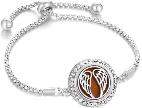 316L Stainless Steel CZ Essential Oil Diffuser Bracelet Paw Print Aromatherapy Locket Bracelet with 10 Pcs Refill Pads for Women in Saudi Arabia