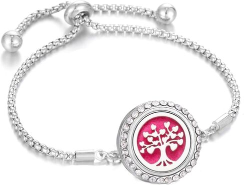 316L Stainless Steel CZ Essential Oil Diffuser Bracelet Paw Print Aromatherapy Locket Bracelet with 10 Pcs Refill Pads for Women in Saudi Arabia