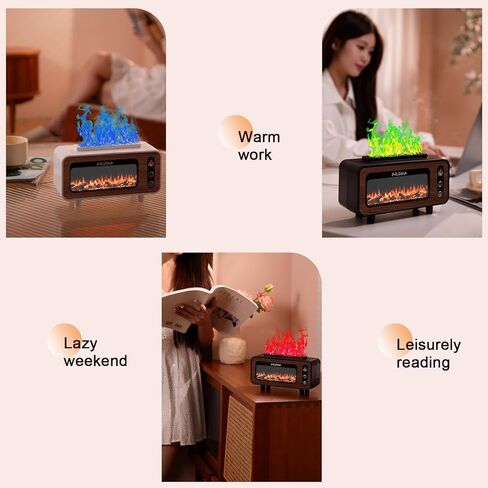 موزع روائح زيت اللهب، ناشر مدفأة، ناشر للعلاج العطري، مرطب رذاذ بارد بالموجات فوق الصوتية، ناشر لهب 200 مل مع مؤقت وحماية تلقائية للمنتجعات الصحية والمنزل واليوجا والمكتب وغرفة النوم (أسود) in Kuwait