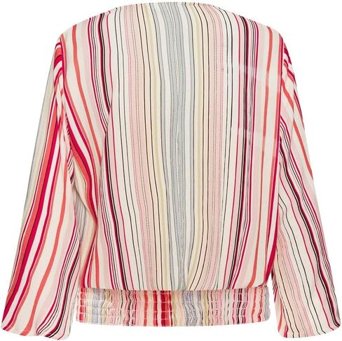 LASCANA Women's Striped Smocked Hem Blouse Shirt Stripe Multi 8 in Saudi Arabia