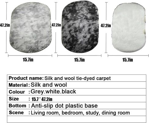 Ultra Thin Soft Fluffy Shag Area Rugs for Living Room, Shaggy Floor Carpet for Bedroom, Cute Luxury Non-Slip Machine Washable Carpet, Home Decor Room Decor,Black Gray(23.6 * 47.2in) in Saudi Arabia