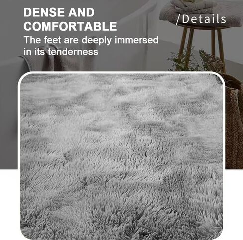 Ultra Thin Soft Fluffy Shag Area Rugs for Living Room, Shaggy Floor Carpet for Bedroom, Cute Luxury Non-Slip Machine Washable Carpet, Home Decor Room Decor,Black Gray(23.6 * 47.2in) in Saudi Arabia