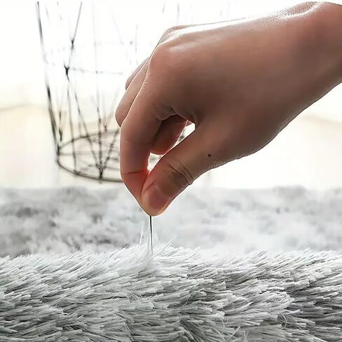 Ultra Thin Soft Fluffy Shag Area Rugs for Living Room, Shaggy Floor Carpet for Bedroom, Cute Luxury Non-Slip Machine Washable Carpet, Home Decor Room Decor,Black Gray(23.6 * 47.2in) in Saudi Arabia