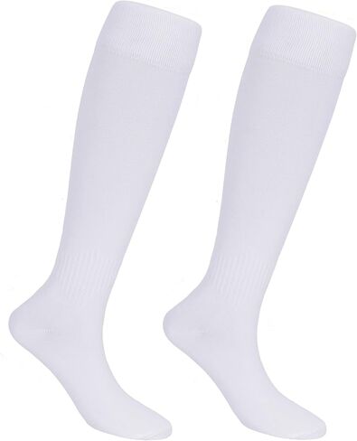 1 pair Soccer Socks for Men & Women White Knee High Football & Softball Sports Wicking Non-Slip Athletic Long Socks in Saudi Arabia