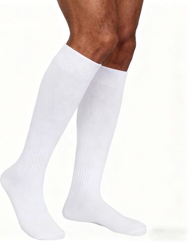 1 pair Soccer Socks for Men & Women White Knee High Football & Softball Sports Wicking Non-Slip Athletic Long Socks in Saudi Arabia