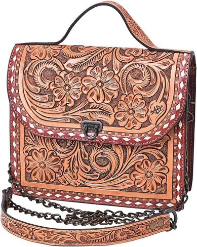 American Darling Cross body Bag Hand Tooled Floral Carved Buck Stitched Genuine Leather Western Purse for Women in Saudi Arabia