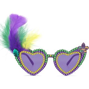 Mardi Gras Sunglasses for Women Purple Heart Festival Party Glasses New Orleans Carnival Parade Outfit Accessories in Saudi Arabia