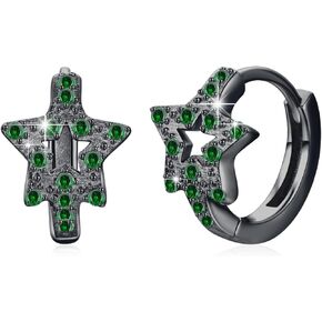 أقراط على شكل نجمة من الذهب الأسود/الأبيض من الفضة الإسترلينية عيار 925، أقراط زركون مكعبة، حلق خفيف الوزن من هاجيز تشيكوسلوفاكيا مجوهرات سماوية للنساء والرجال، هدايا مجوهرات عيد الميلاد للعائلة والعشاق والأصدقاء in Saudi Arabia