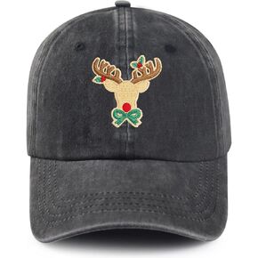 Embroidered Christmas Reindeer Baseball Cap, Novelty Xmas Deer Design, Adjustable for Men Women in Kuwait