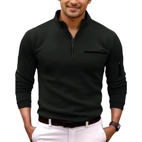 Men's Long Sleeve Polo Shirts Quarter Zip Up Pullover Slim Fit Casual Stylish Golf Collar Shirt for Men with Pocket in Saudi Arabia