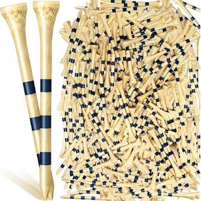 Jadive 500 عدد من تي شيرتات الجولف المصنوعة من الخيزران مقاس 3-1/4 بوصة، تي شيرتات جولف خشبية طويلة ثابتة لأنشطة الجولف، لون طبيعي وأزرق in Kuwait