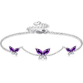 Butterfly Bracelet 925 Sterling Silver Purple Butterfly Bracelet with Cubic Zirconia Jewelry Gifts for Women in Saudi Arabia