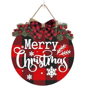 Wreaths for Front Door Window Wall- Merry Christmas Decorations Wreath, Christmas Door Hanging Sign Rustic Wooden Welcome Sign in Saudi Arabia
