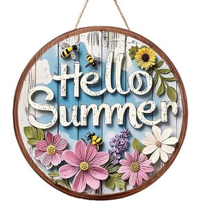 Garden Style Door Wreath Wooden Decorations-Welcome Door Ornaments for Front Door Hanging Sign-Door Hanger for Farmhouse Porch Decor for Outdoor Housewarming Gift Home Decor in Saudi Arabia