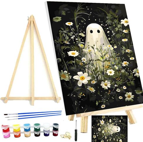 Meothan Paint by Numbers Kits for Adults, Skull Paint by Number for Adults Beginners, Flowers Paint by Numbers Kits on Canvas with Framed and Easel for Home Wall Decor 11.8x15.7inch (30x40cm) in Saudi Arabia