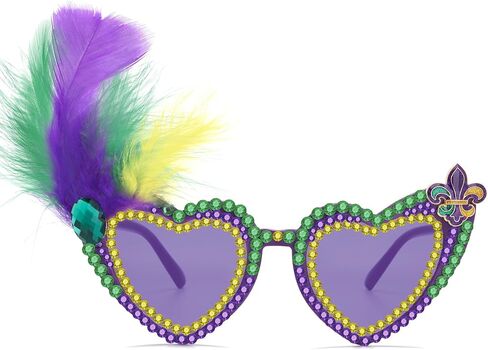 Mardi Gras Sunglasses for Women Purple Heart Festival Party Glasses New Orleans Carnival Parade Outfit Accessories in Saudi Arabia