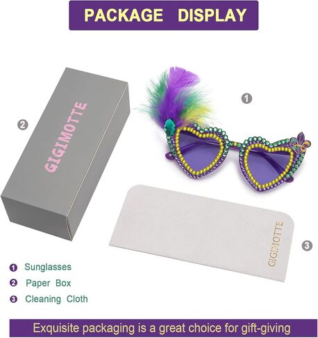 Mardi Gras Sunglasses for Women Purple Heart Festival Party Glasses New Orleans Carnival Parade Outfit Accessories in Saudi Arabia