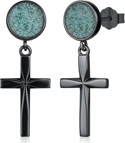 Friggem Men Viking Earrings Sterling Silver Black Nordic Runes Hoop Earring Sturdy Norse Mythology Hypoallergenic Jewelry Gifts for Women in Saudi Arabia