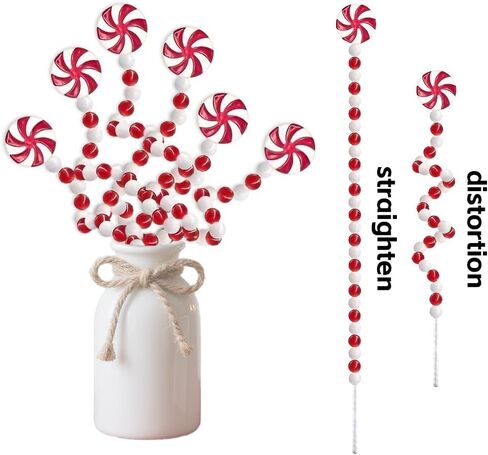 6Pcs Curly Candy Cane Shape Christmas Artificial Flower, Perfect for Red and White Flower Decorations for Home, Vase, Wreath, Crafts and Xmas Tree Topper in Saudi Arabia
