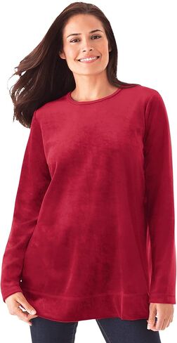 Woman Within Plus Size Plush Velour Tunic Sweatshirt in Saudi Arabia