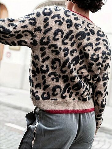 GORGLITTER Women's Plus Size Leopard Print Cardigan Sweaters Trendy Button Up Old Money Business Casual Fall Tops in Saudi Arabia