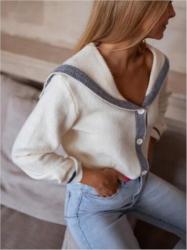 سترة نسائية من SOLY HUX بأزرار سفلية وياقة بحار وأكمام طويلة ملابس خارجية عصرية كاجوال من Preppy in Kuwait