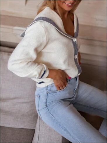 سترة نسائية من SOLY HUX بأزرار سفلية وياقة بحار وأكمام طويلة ملابس خارجية عصرية كاجوال من Preppy in Kuwait