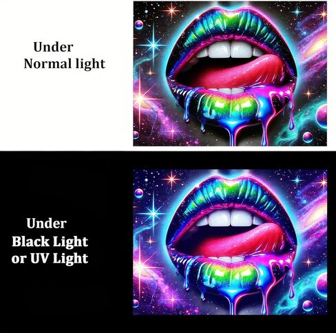 BlissYard Blacklight Tapestry UV Reactive Tapestry Wall Hanging 78x59 Inches Cosmic Rainbow Lips Wall Hanging, Fluorescent Art Decoration for Bedroom, Living Room, and Parties in Saudi Arabia