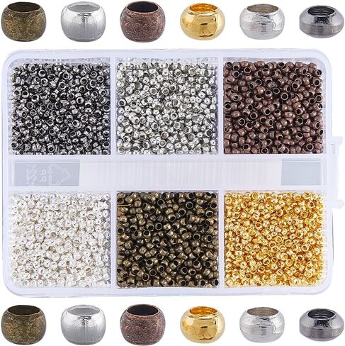 1 Box 3000Pcs 2Mm Brass Crimp Tubes Silver Crimp Beads Bulk Small Uniform Cord End Caps Gold Loose Stopper Spacer Beads for Jewelry Making Necklaces Bracelets Earrings Supplies DIY Crafts in Saudi Arabia