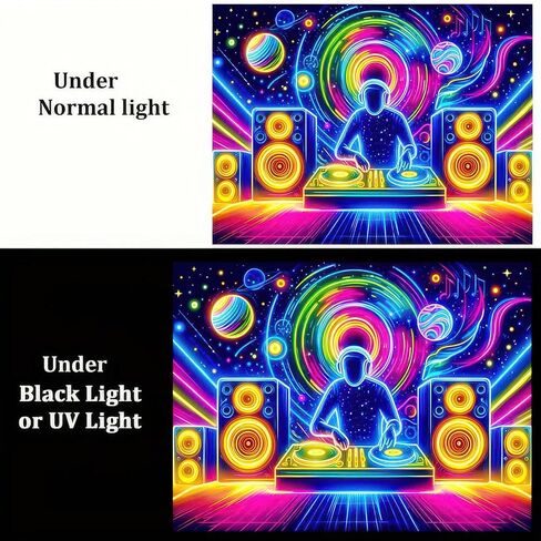 BlissYard Blacklight نسيج Trippy الأشعة فوق البنفسجية التفاعلية الخيال جدار نسيج مخدر النيون المجرة الفضاء الأسود ضوء المفروشات الملصقات الجدار شنقا لخلفية غرفة نوم النوم غرفة المعيشة ديكور 59x78 بوصة in Kuwait