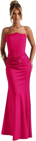 Satin Bridesmaid Dresses for Women 2025 Strapless Long Formal Wedding Party Gown in Saudi Arabia