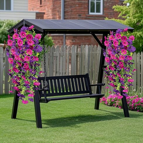 2pcs Outdoor Artificial Morning Glory Hanging Flowers for Outdoors Garden, Patio, Balcony, Farmhouse Decor - Valentine’s Day, Christmas, Easter, Thanksgiving, Halloween in Saudi Arabia