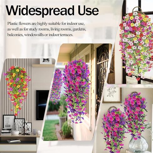 2pcs Outdoor Artificial Morning Glory Hanging Flowers for Outdoors Garden, Patio, Balcony, Farmhouse Decor - Valentine’s Day, Christmas, Easter, Thanksgiving, Halloween in Saudi Arabia