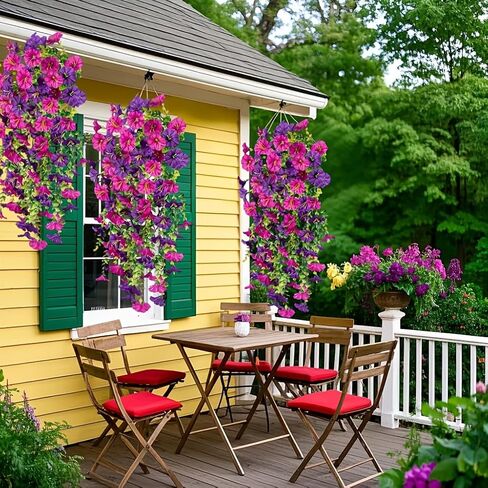 2pcs Outdoor Artificial Morning Glory Hanging Flowers for Outdoors Garden, Patio, Balcony, Farmhouse Decor - Valentine’s Day, Christmas, Easter, Thanksgiving, Halloween in Saudi Arabia